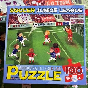 🧩 100 piece Eurographics Kids “ Soccer Junior League”. Adorable and complete.